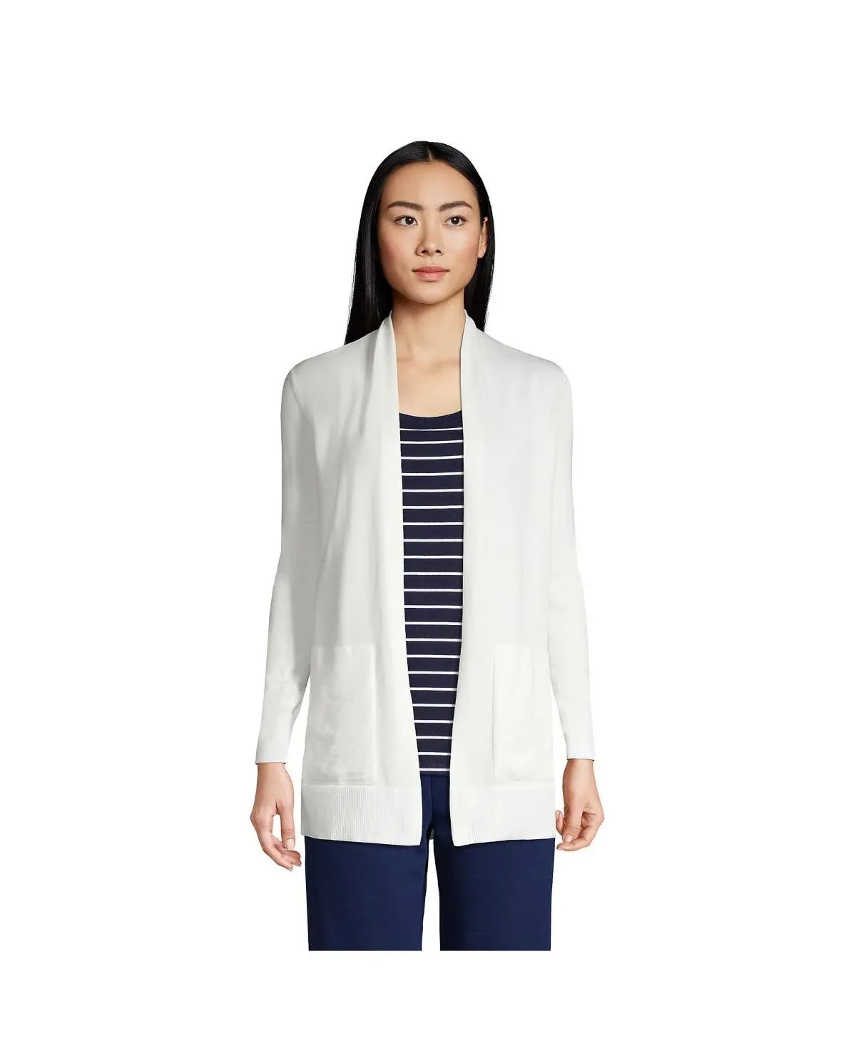 Petite Lands' End Open-Front Long Cardigan Sweater