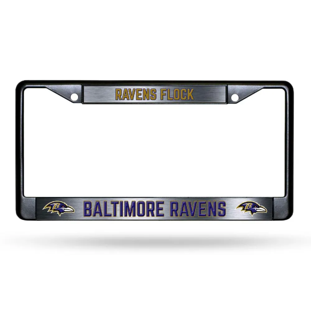 Rico Industries NFL Football Baltimore Ravens Black Game Day Black Chrome Frame with Printed Inserts 12 x 6 Car/Truck Auto Accessory