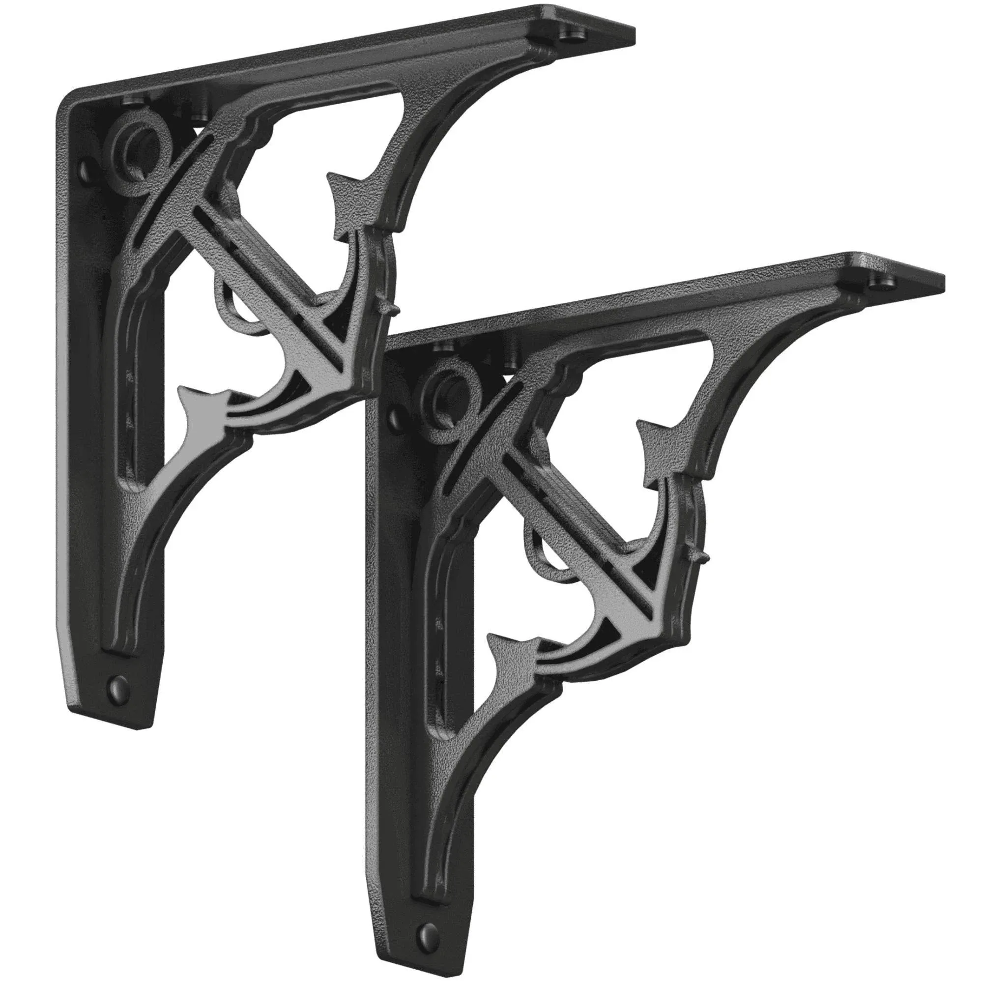 Starby Folly 8 in. L Black Steel Heavy Duty Shelf Bracket (2-Pack)