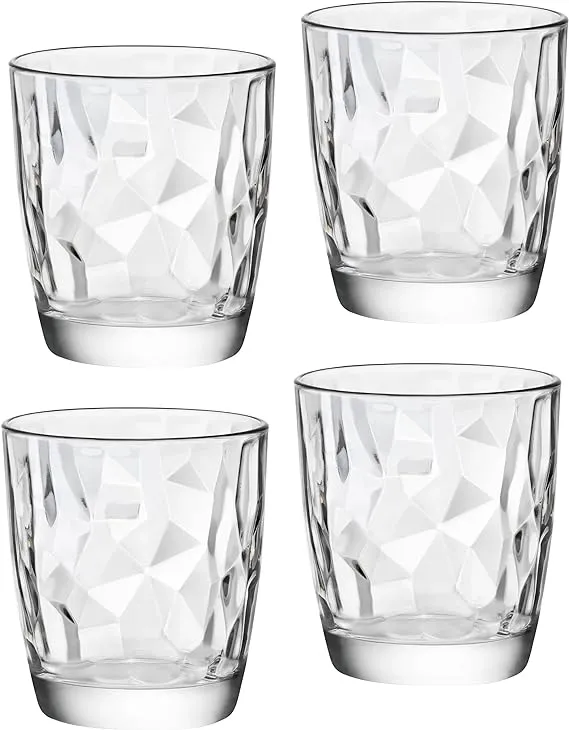 Bormioli Rocco Diamond 13 oz. Double Old Fashioned DOF Drinking Glasses, Clear, Set of 4Bormioli Rocco Diamond 13 oz. Double Old Fashioned DOF Drinking Glasses, Clear, Set of 4