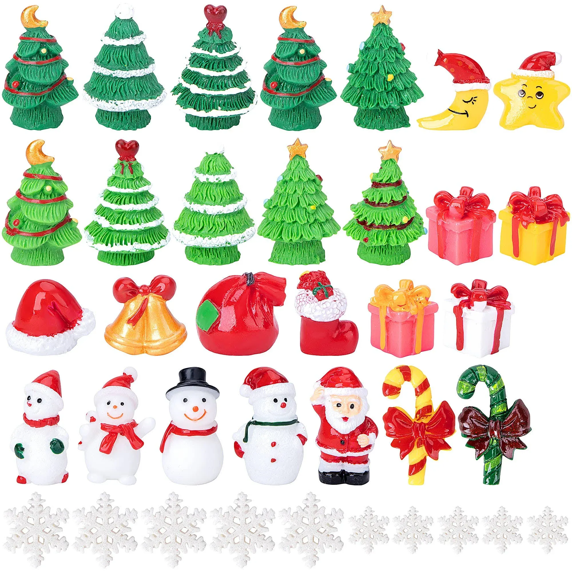 Iceyyyy 37 Pcs Mini Resin Christmas Ornaments - Mini Christmas Theme Resin ...