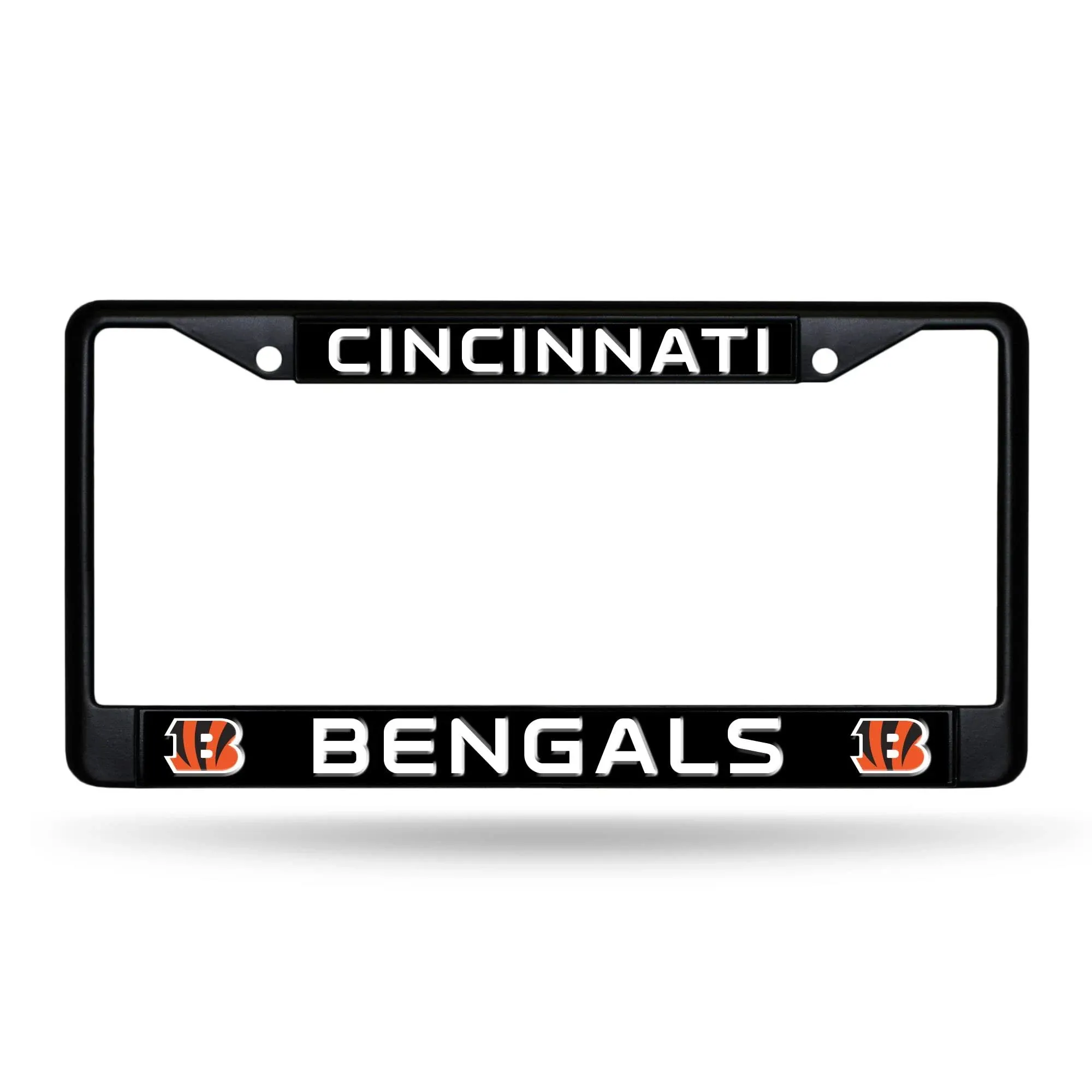 Rico Industries NFL Football Primary Black Chrome Frame with Plastic Inserts 12" x 6" Car/Truck Auto Accessory