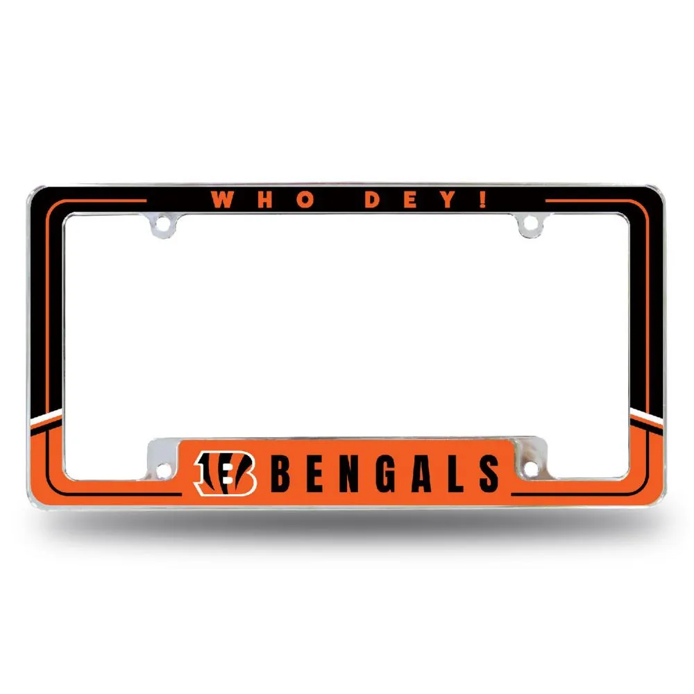 Rico Industries NFL Football Cincinnati Bengals Two-Tone 12 x 6 Chrome All Over Automotive License Plate Frame for Car/Truck/SUV