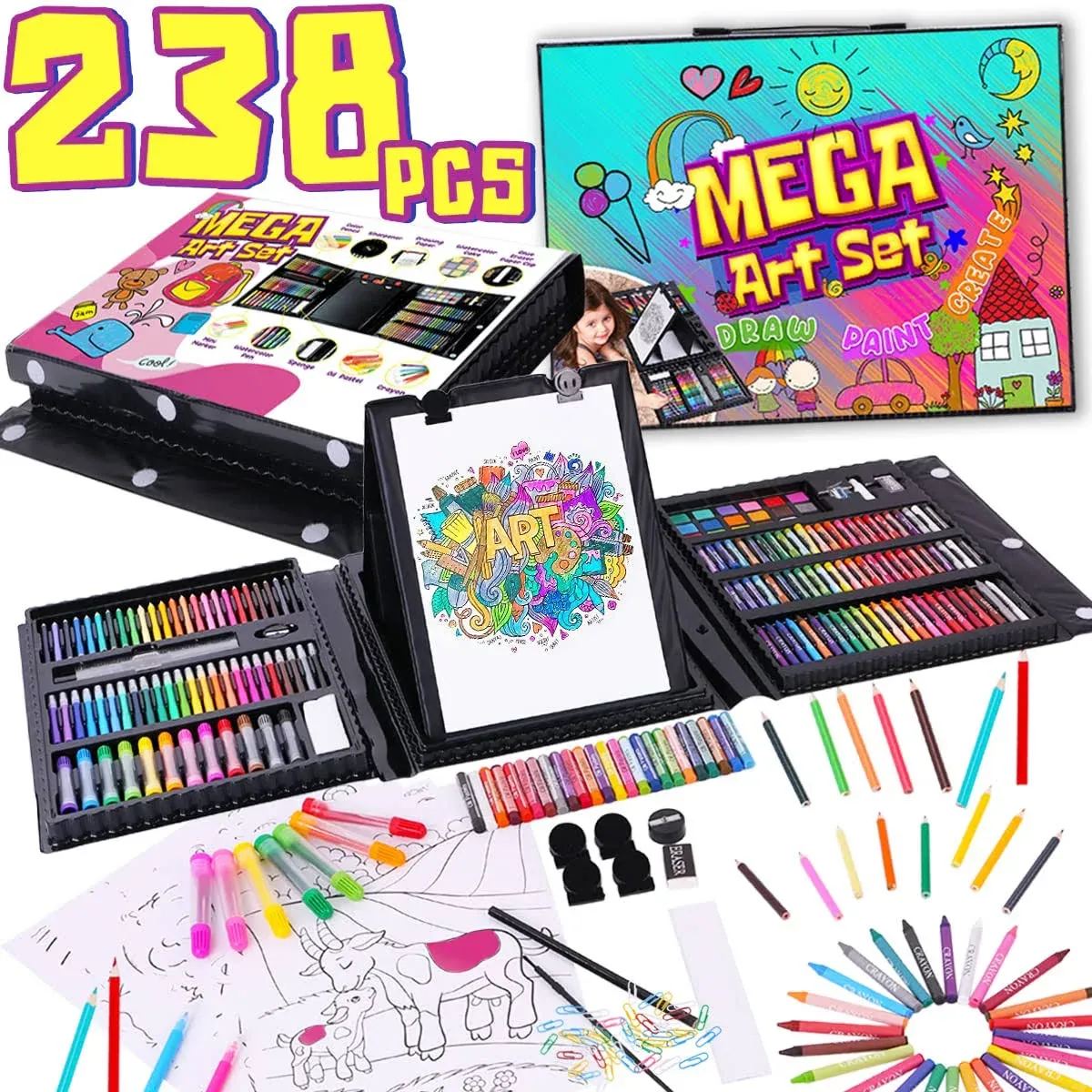 Dinonano Drawing Painting Art Set for Kids - 238 Pieces Paint Makers Coloring Set ...