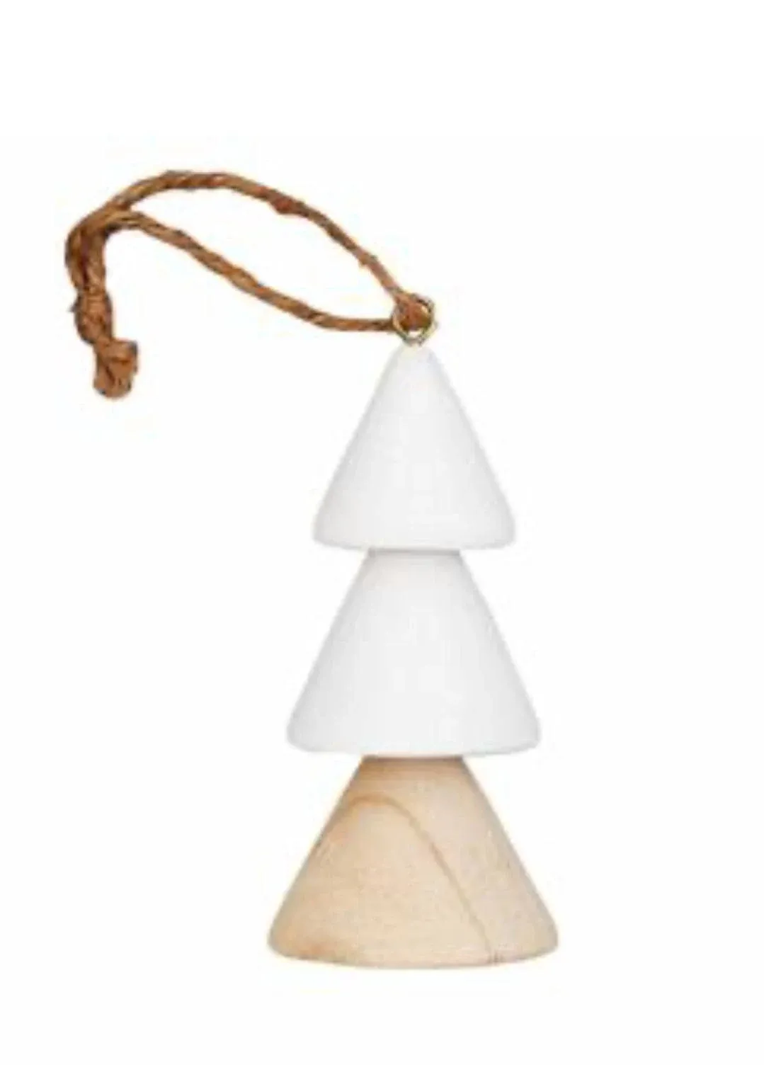 Mud Pie Tree Paulownia Wood Ornament in White