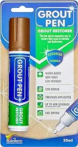 Grout Pen Brown Tile Paint Marker: Waterproof Grout Paint, Tile Grout Colorant and Sealer Pen - Brown, Wide 15mm Tip (20mL)