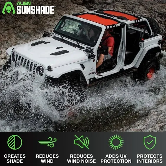 Alien Sunshade Jeep Wrangler JLU (2018 Current) Front & Rear Mesh Sun Shade for ...