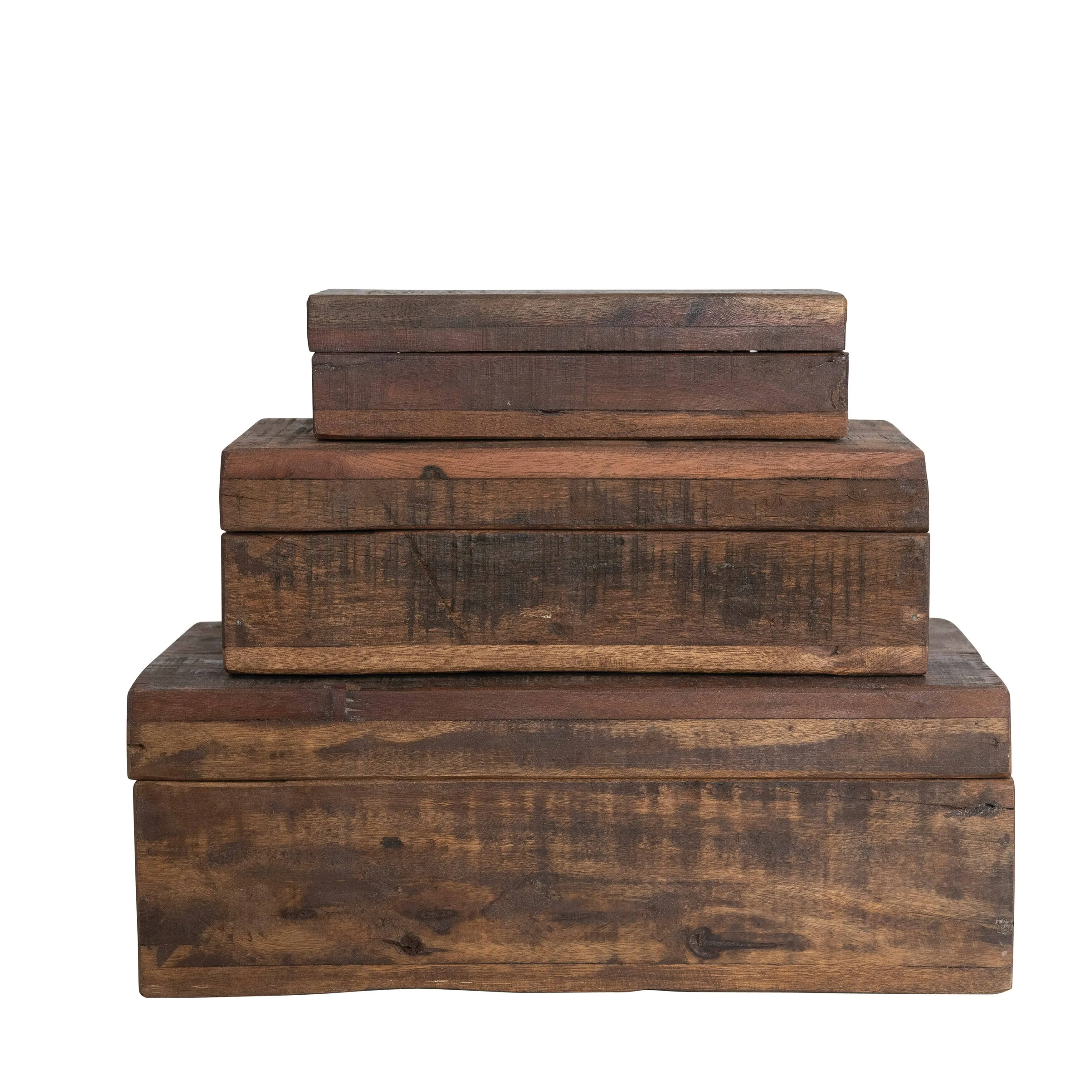 Creative Co-Op Reclaimed Vintage Wood, Set of 3 Sizes, Natural Box