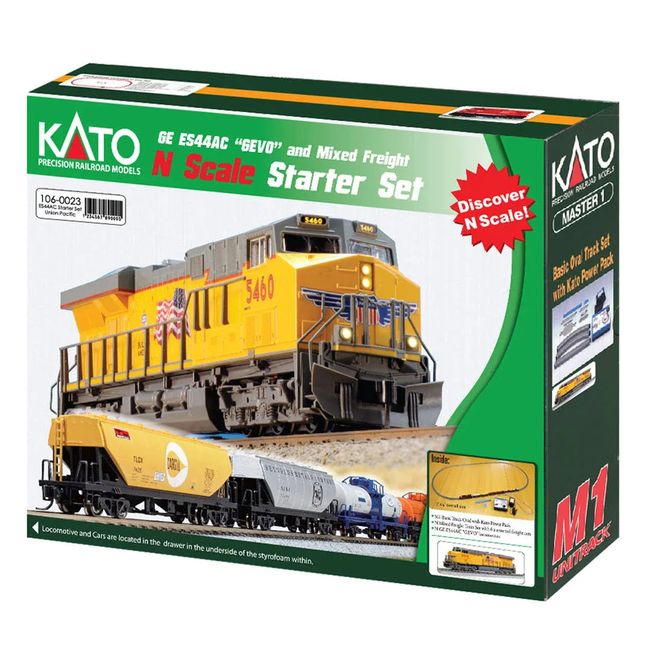 Kato 106-0023 N GE ES44AC 'GEVO & Mixed Freight Starter Set - Union Pacific