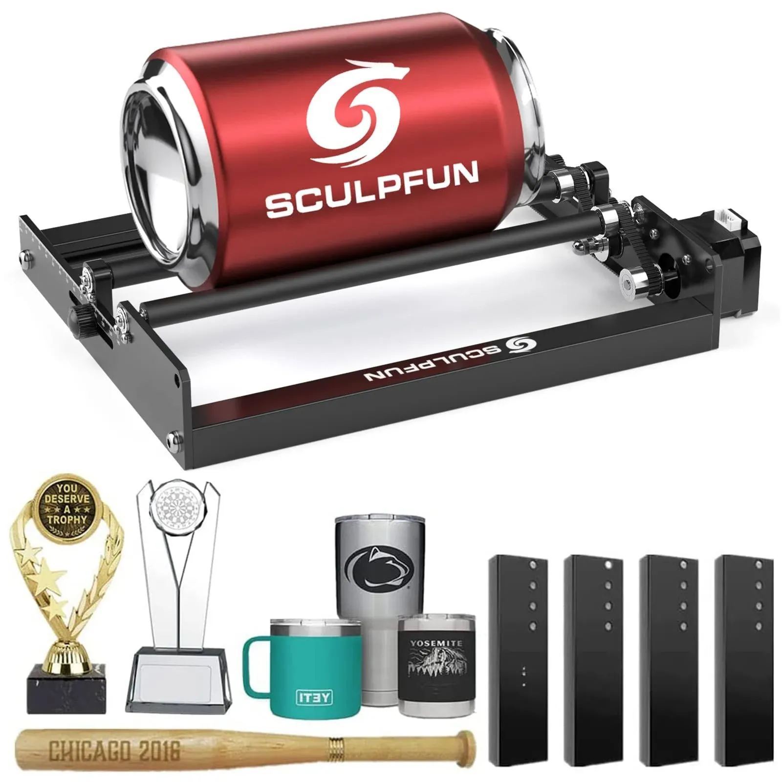 Sculpfun Rotary Roller, Engraver Y-Axis Rotary Module, 360° Rotary Attachment for Engraving Cylindrical Objects Cans, Compatible with Most Engraving