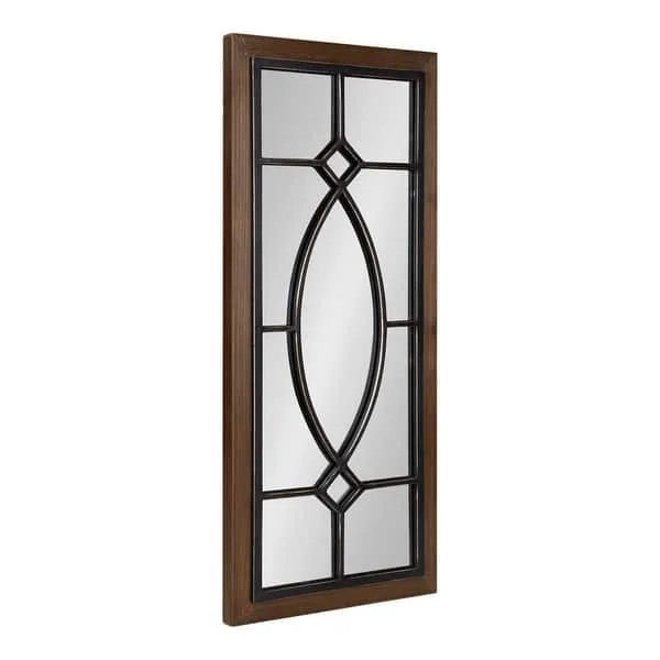 Kate and Laurel Bakersfield Wood Framed Mirror - 13x30 - Rustic Brown