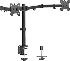 VIVO Dual Monitor Desk Mount, Heavy Duty Fully Adjustable Stand, Fits 2 LCD LED Screens up to 32 inches, Black, STAND-V032