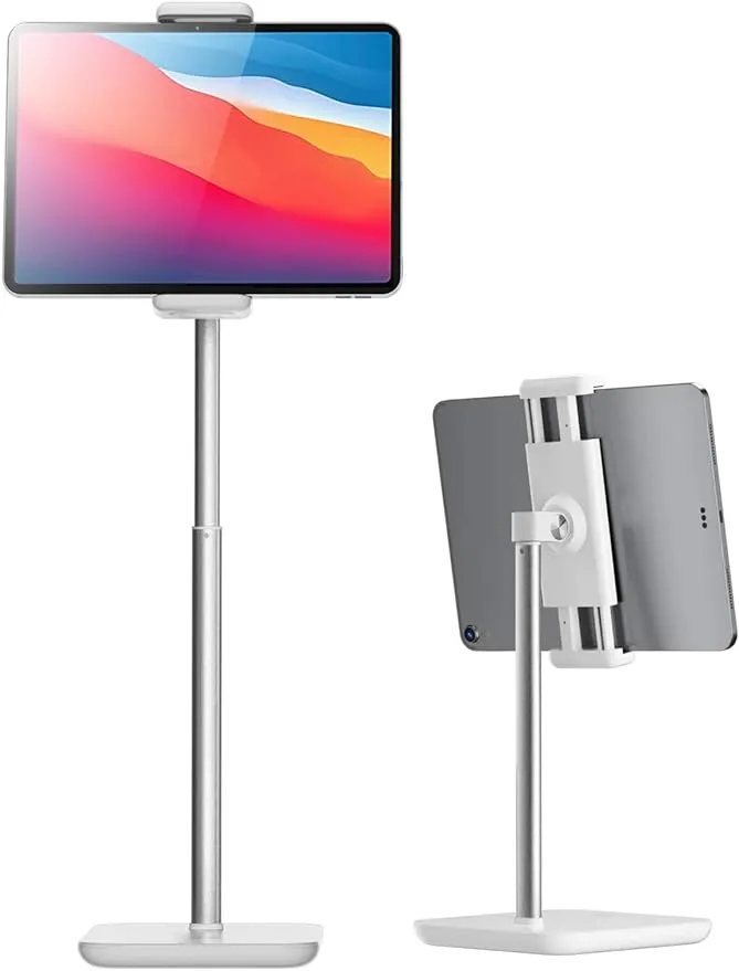 iPad Stand, Height Adjustable Up to 21" Surface Pro Stand, 360" Swivel Tablet Stand Holder for Desk, Portable Monitor Stand Fits w/ iPad Pro