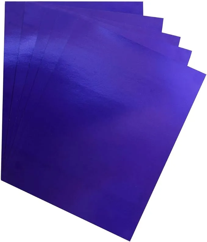 Hygloss Metallic Foil Board Stock Sheets Arts & Crafts, Classroom Activities & Card Making, 25 Pack, 8.5 x 11-Inch, Dark Blue, 25 Count