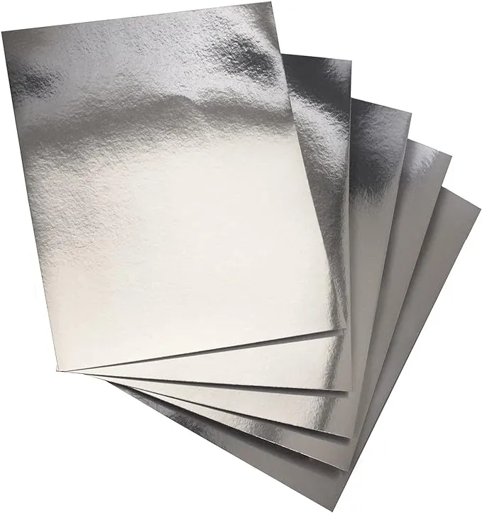 Hygloss Metallic Foil Board Card Stock Sheets, Arts & Crafts, Classroom Activities & Card Making, 25 Pack, 8.5 x 11-Inch, Silver