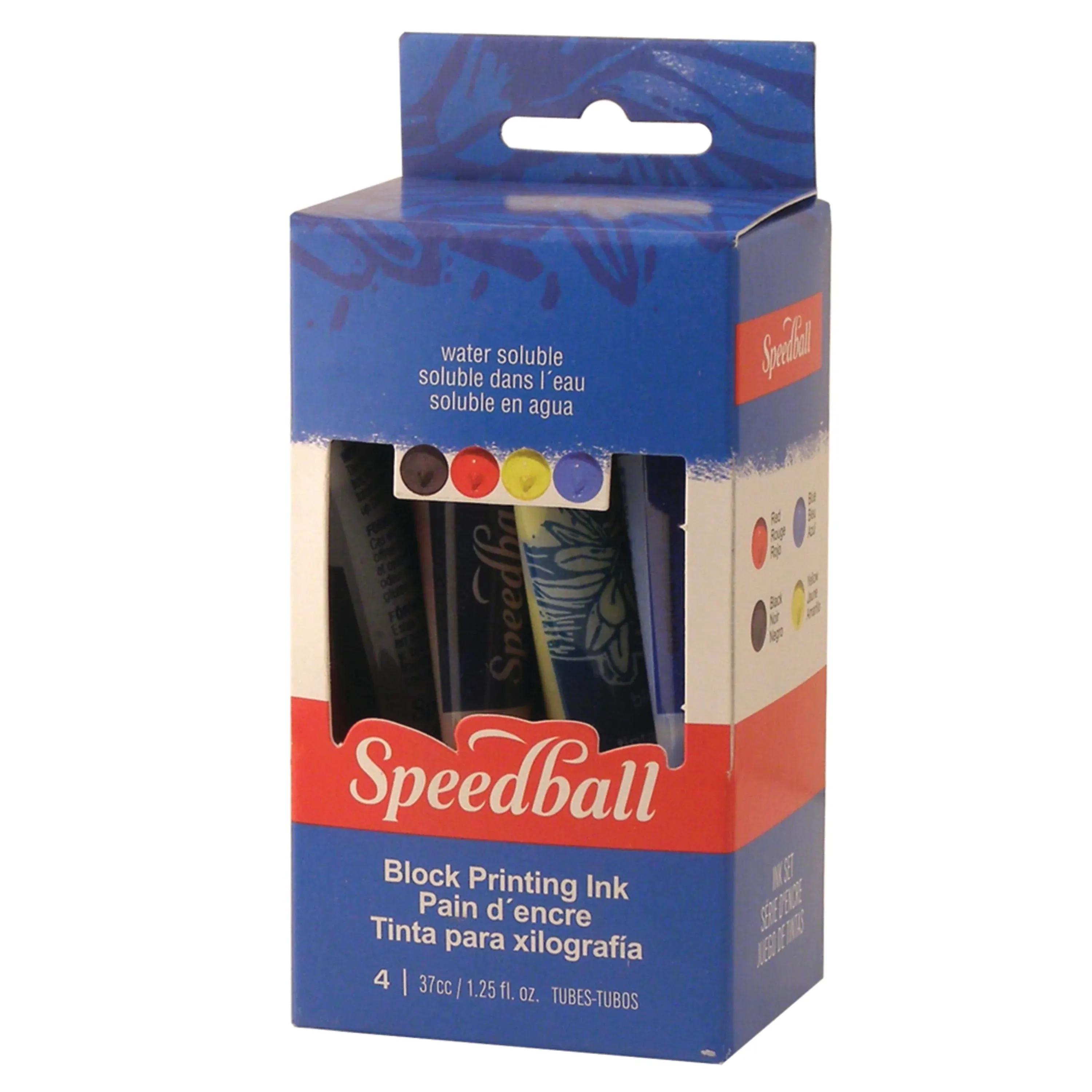 Speedball Water-Soluble Block Printing Ink Starter Set, 4-Color Set, 1.25-Ounce Tubes