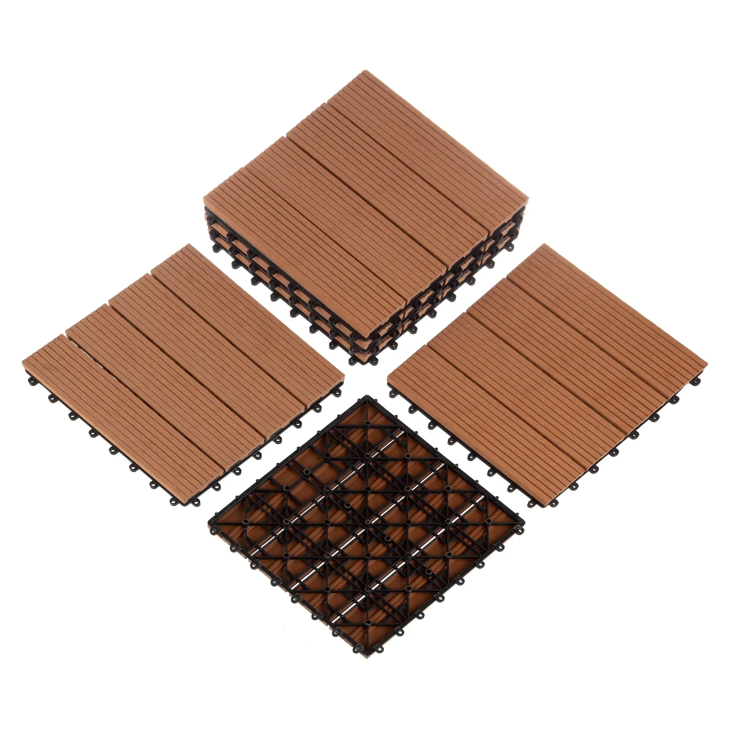 1 ft. W x 1 ft. L 6 Patio Tiles Wood/Polypropylene Interlocking Deck Tile Flooring in Brown