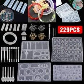 Veballensty 229Pcs Resin Kit for Beginners, Thrilez Resin Mold Kit with Resin Molds Silicone and Epoxy Resin Supplies Include Dried Flowers