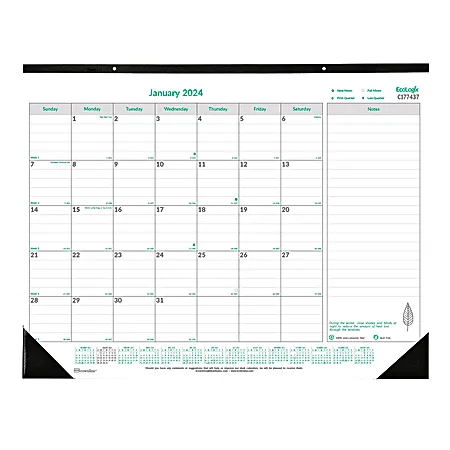 2024 Brownline® EcoLogix Monthly Desk Pad Calendar, 22" x 17", 100% Recycled, January To December 2024 , C177437