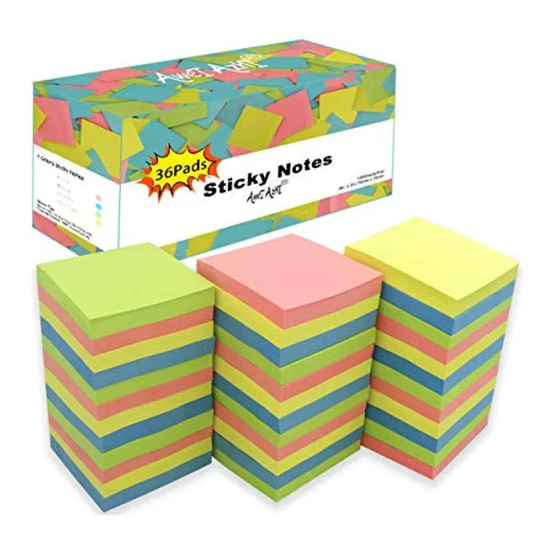 Awei Azhi Sticky Notes 3x3 Self-Stick Notes 36 Pads 100 Sheets/Pad Strong ...