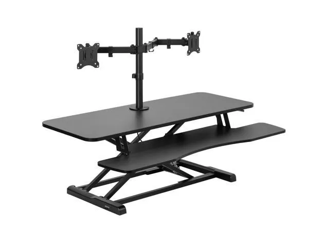 VIVO Black 42' Height Adjustable Standing Desk Riser with Articulating Dual 13' to 30' Monitor Mount (DESK-V042KB-M2)