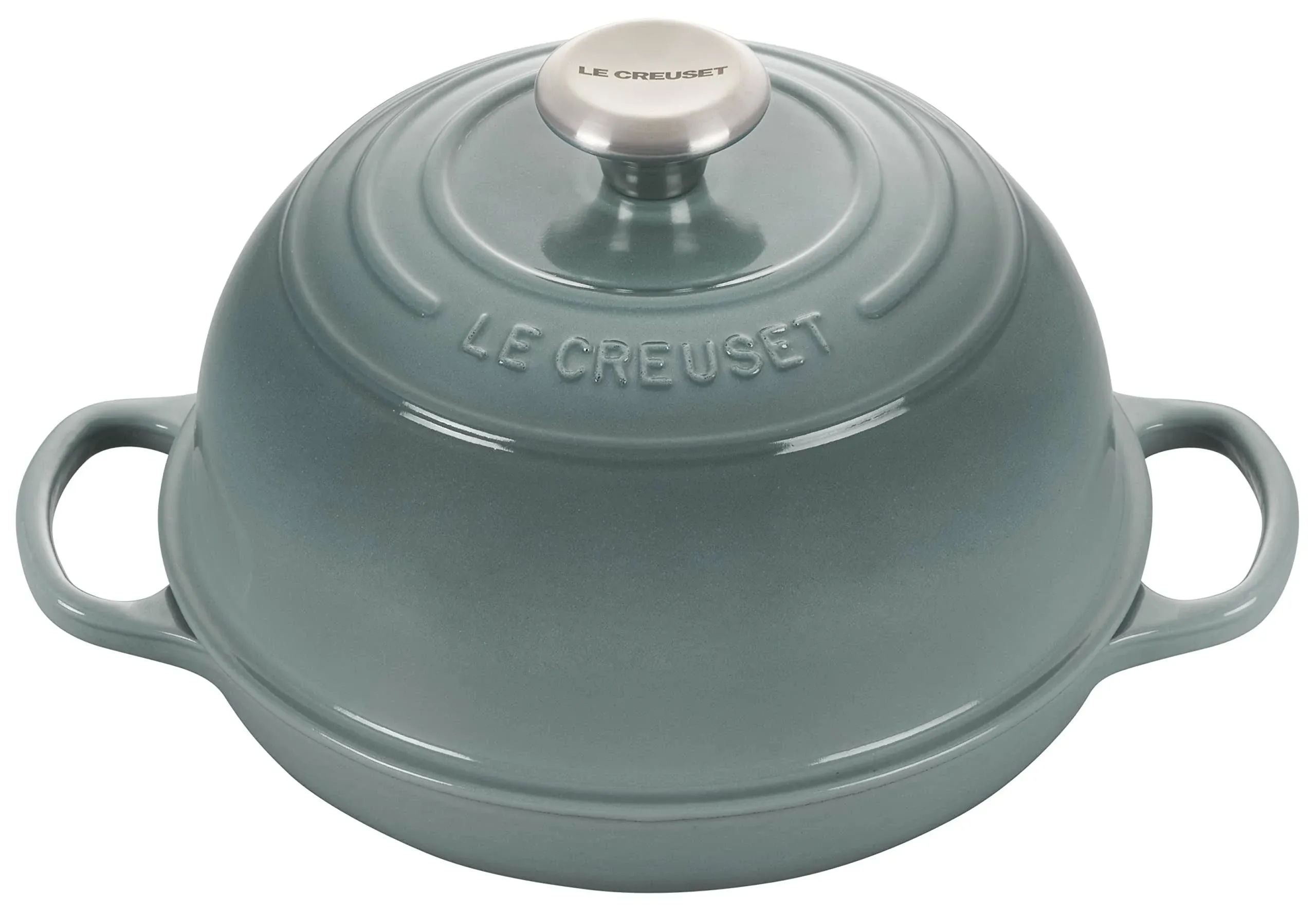 Le Creuset Signature Enameled Cast Iron 9.5"/1.75qt. Bread Oven - Cerise w/Additional Engraved Personalized Stainless Steel Knob