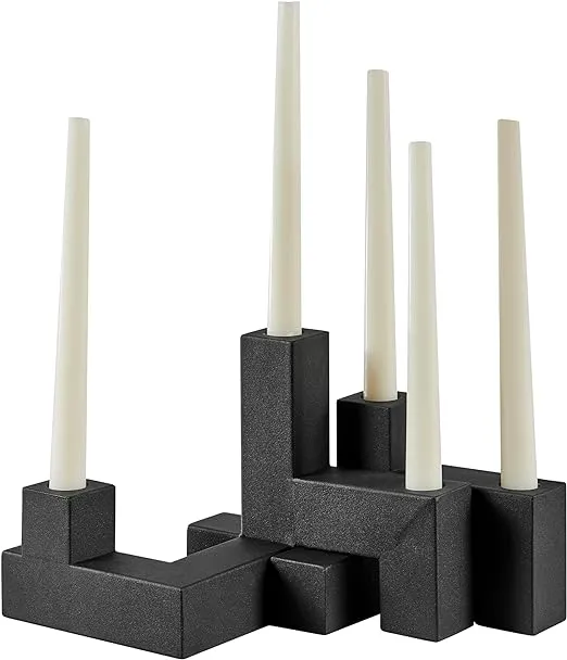 Danya B. Contemporary Black Metal 2-Piece Stacking Candelabra Taper Candle Holder Set