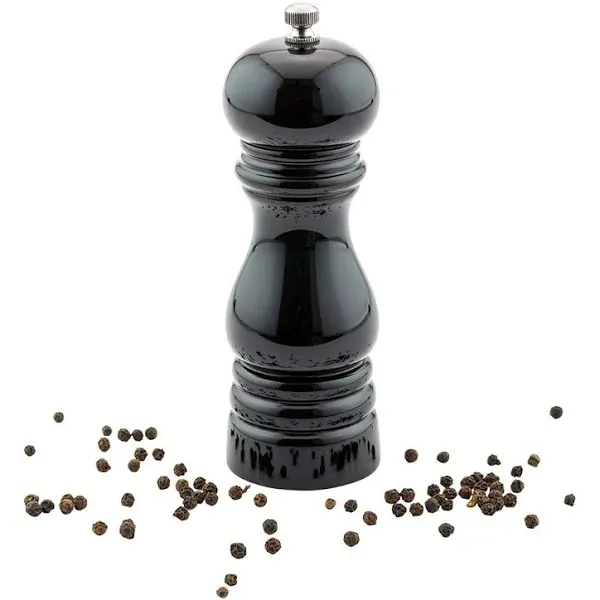 Restaurantware 6-IN Classic French Pepper Mill: Perfect for Restaurants Cafes and Catered Events - Adjustable Coarseness Pepper Grinder - High Gloss Black Environment-Friendly Rubberwood - 1-CT