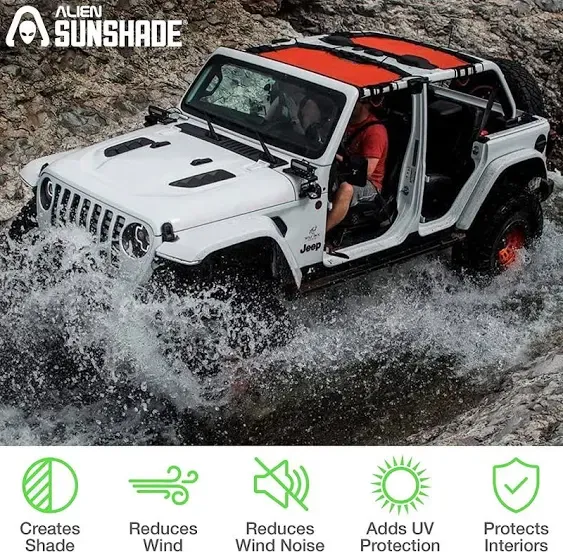 Alien Sunshade Jeep Wrangler JLU (2018 Current) Front & Rear Mesh Sun Shade for ...