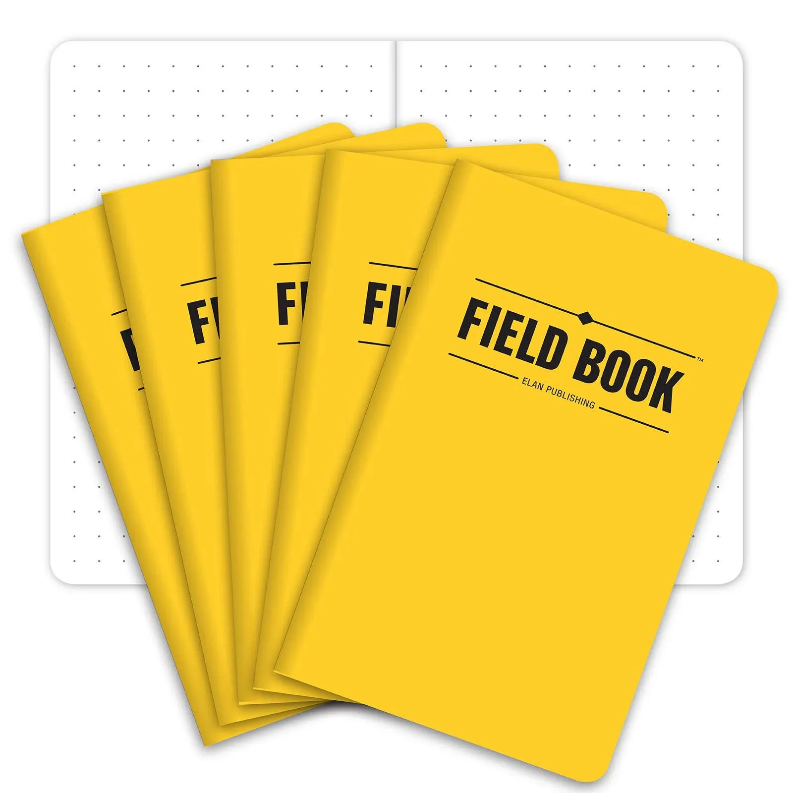 Elan Publishing Company Field Notebook/Journal - 5"x8" - Black - Dot Graph Memo Book - Pack of 4