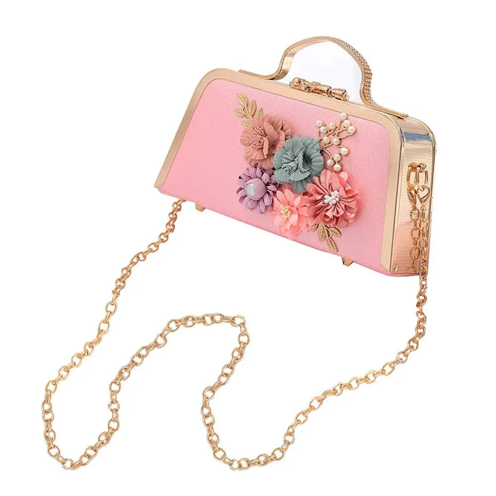 L-COOL Women&#039;s Retro Handbag Clutches Purse Bags Flower Vintage Shoulder Bag Wed