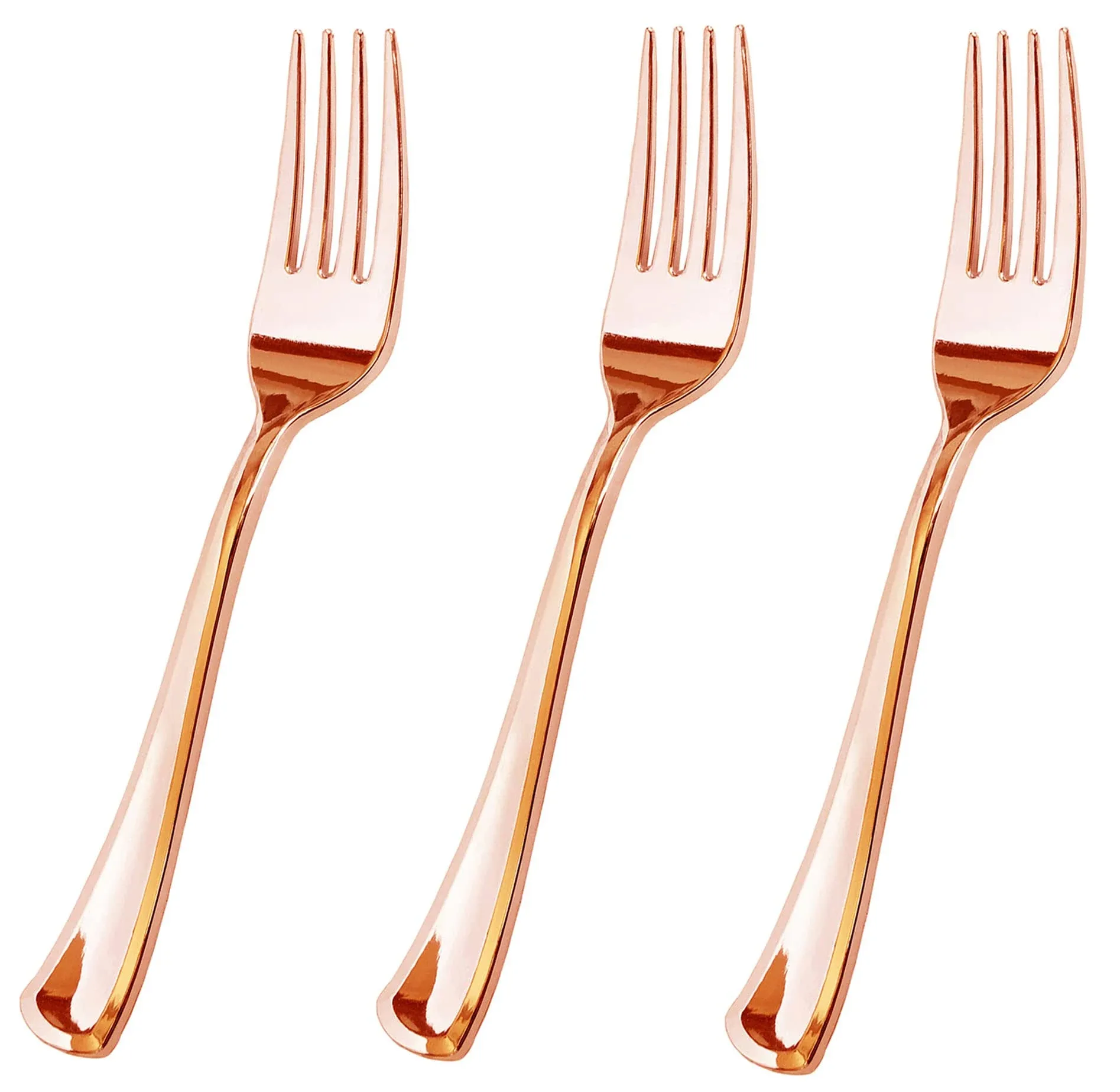 JL Prime 50 Piece Rose Gold Plastic Forks Bulk Set, Rose Gold Plastic Cutlery Set ...