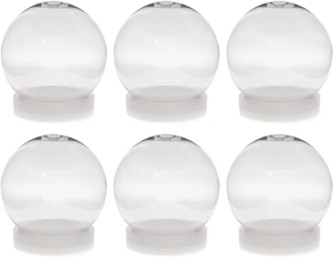 6 Pack - Creative Hobbies 4 Inch (100mm) DIY Snow Globe Water Globe - Clear Plastic with Screw Off Cap | Perfect for DIY Crafts and Customization