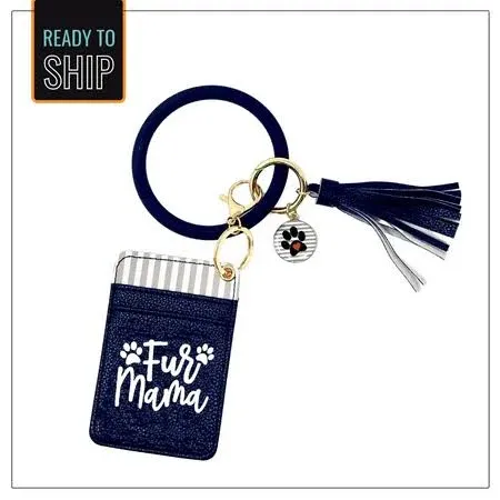 Fur Mama Navy Blue Silicone Bracelet Keychain Wallet for Pet Lovers