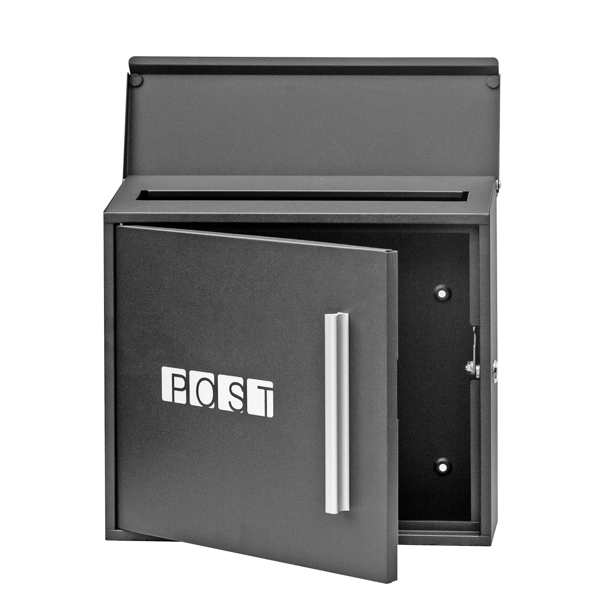 Locking Security Mailbox Wall Mount Xlarge Capacity Mail Box Galvanized Steel Po