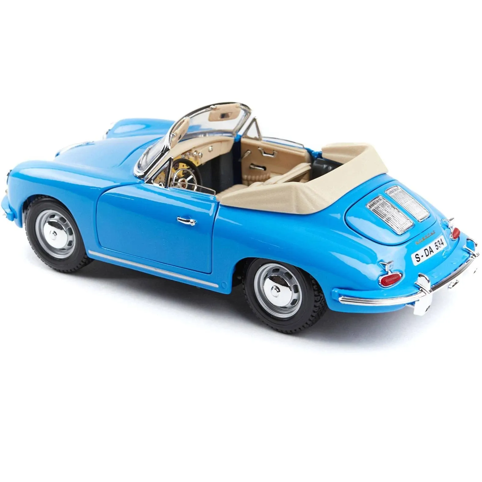 1961 Porsche 356B Convertible Blue 1/18 Diecast Car Model by Bburago