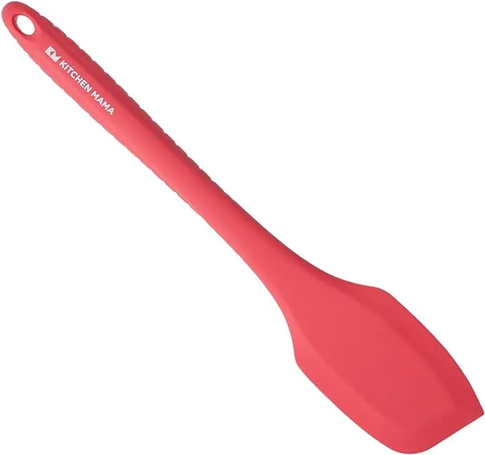 Kitchen Mama Silicone Spatula: Platinum Heat-Resistant Silicone For Cooking & Flipping, Flexible & Beveled Edge, One Piece Spatula For Scraping & Mixing, Dishwasher-Safe Baking Spatula (Red)