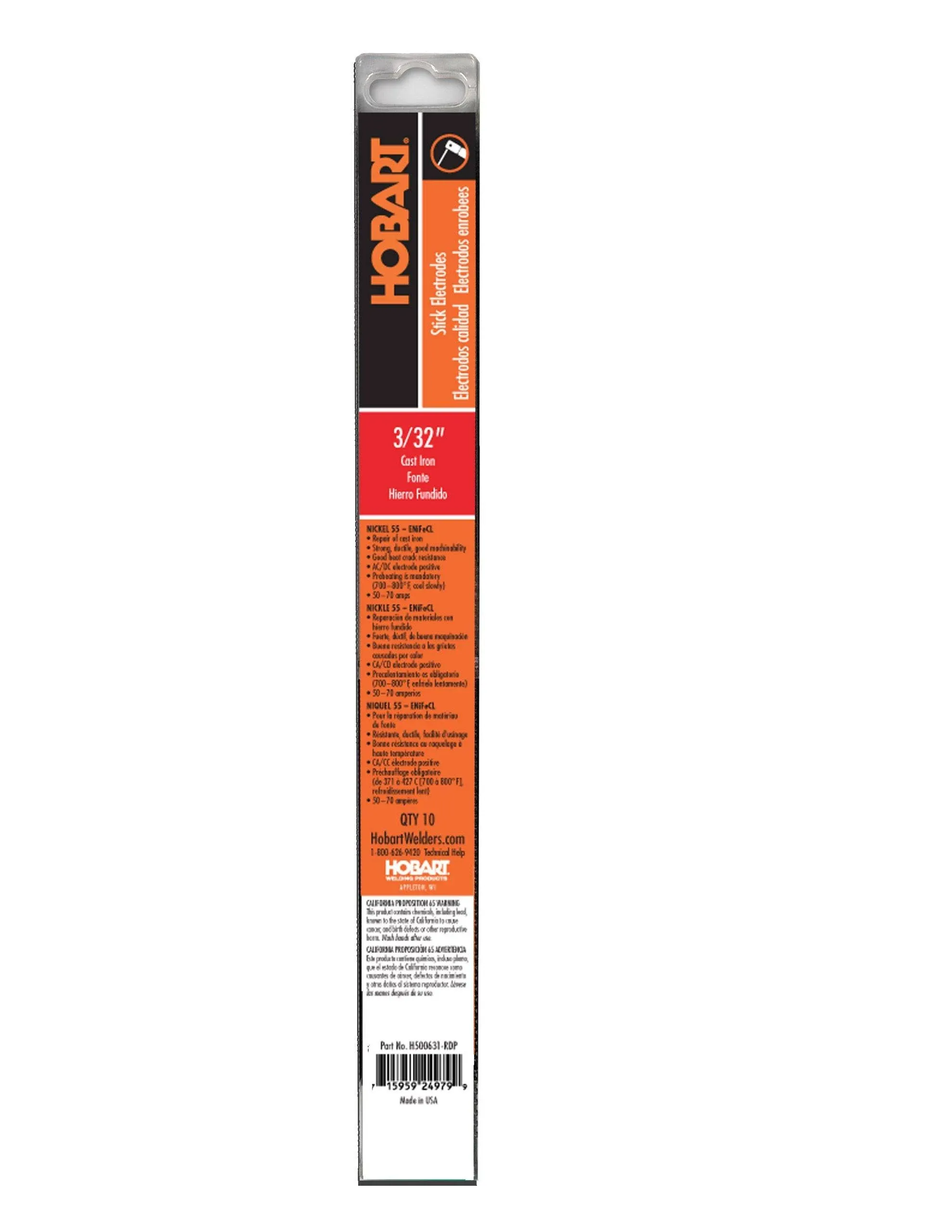 Hobart 3/32 in. Nickel 55 Stick Electrode Welding Rod, 0.5 lb.