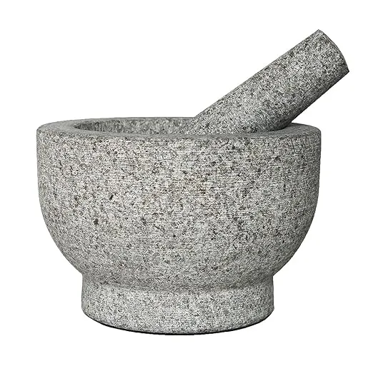 Granite Mortar and Pestle Set, 6" Heavy Duty Spice Grinder, Stone Serving Bowl ...