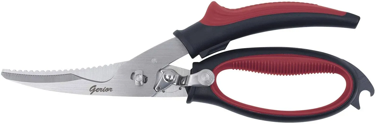 Gerior Spring Loaded Poultry Shears - Heavy Duty Kitchen Large, Black/Red 