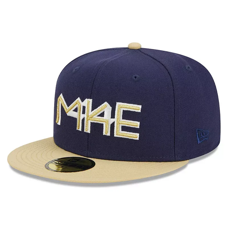 Men's New Era Navy Milwaukee Brewers Cooperstown Collection Retro City 59FIFTY Fitted Hat, Size: 7 3/4, Blue