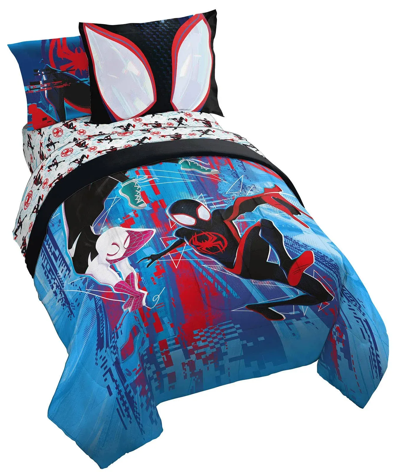 Marvel Spiderman Across The Spider-Verse Glitch 5 Piece Twin Size Bed Set