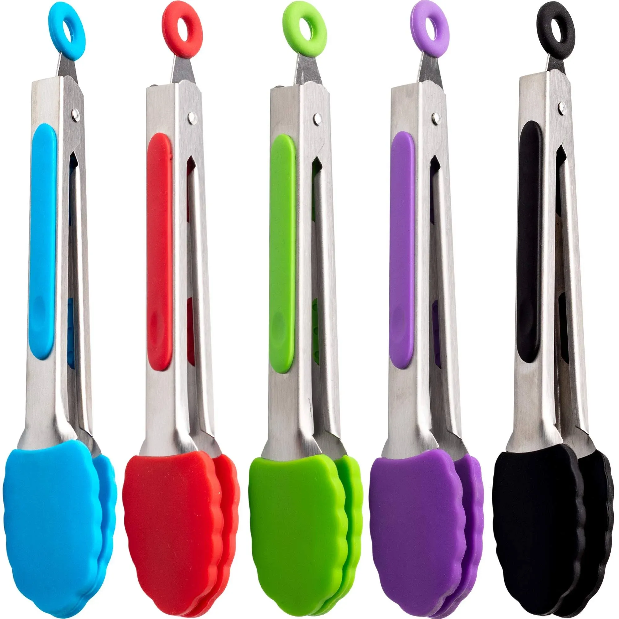 Winning Team Kitchen Tongs Set 7-Inch Mini Small Tongs Heavy Duty Colorful ...