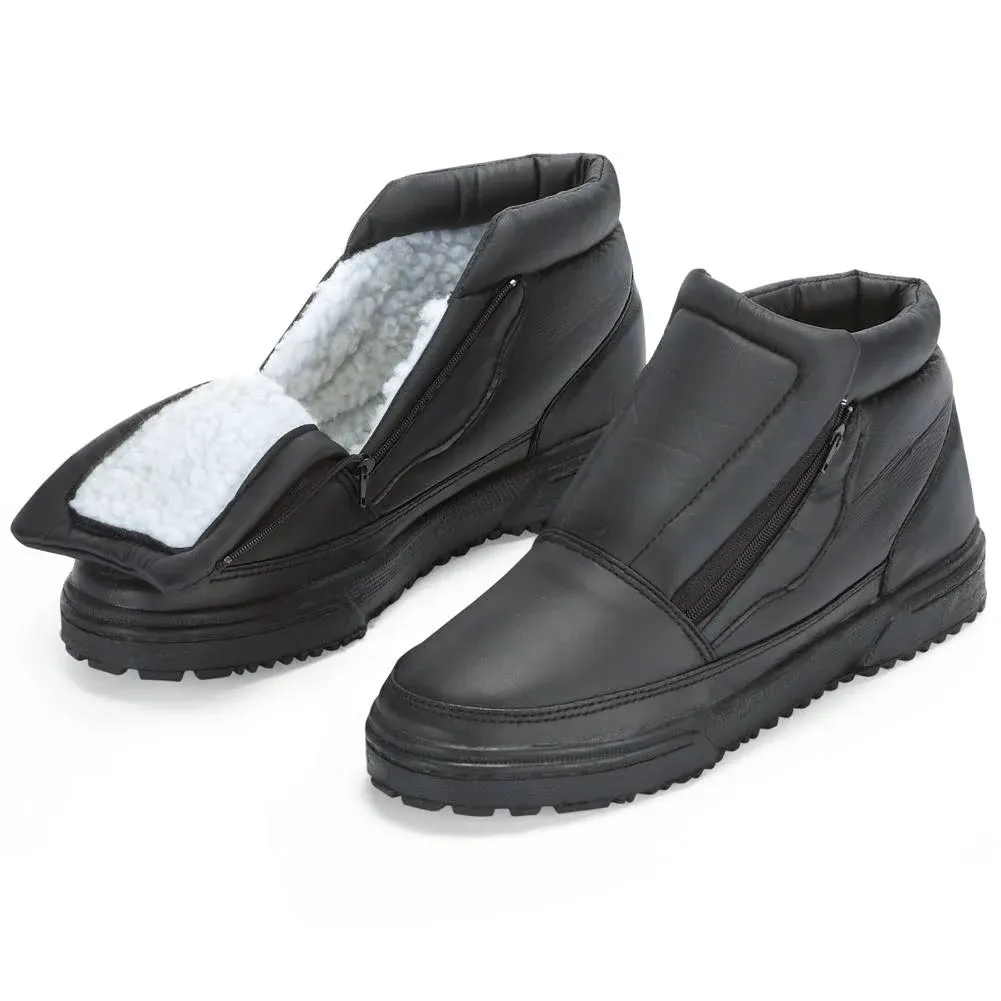 Collections Etc Water Resistant Fleece Insulated Snow Boots with Flip-out Ice ...