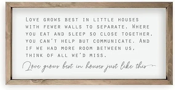 Love Grows Best in Houses Framed Wood Farmhouse Wall Sign (9x18)