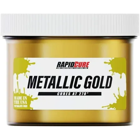 Rapid Cure Metallic Gold Screen Printing Ink (Quart - 32oz.) - Plastisol Ink for Screen Printing Fabric - Low Temperature Curing Plastisol by Screen Print Direct - Fast Cure Ink for Silk