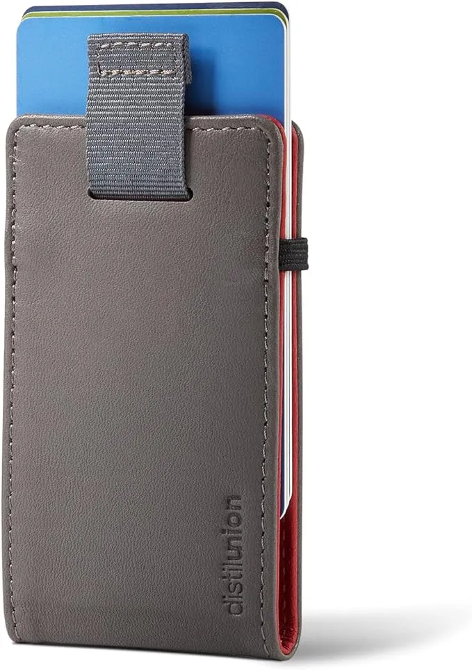 Distil Union Wally Micro - Slim Reversible Card Sleeve with Pull-Tab Access, 10 Card Capacity, RFID Blocking - Genuine Full Grain Leather Wallet