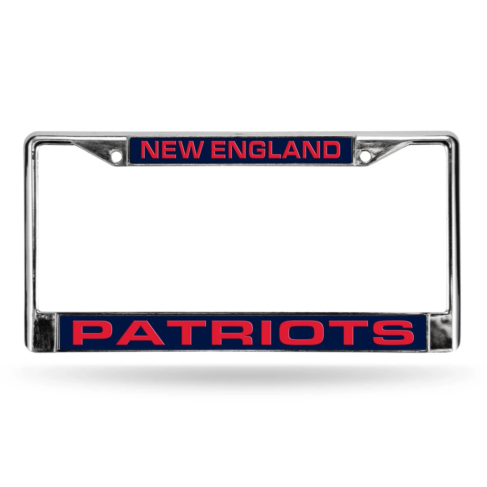 Rico Industries NFL Football New England Patriots Blue Chrome Laser License Frame 12" x 6"