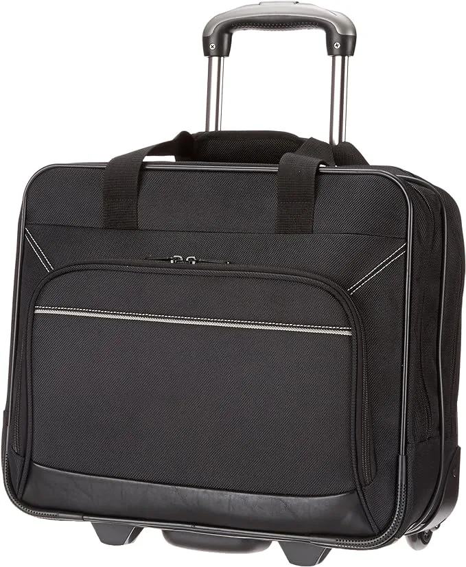 Amazon Basics Rolling Laptop Case, 14.5-Inch, Black