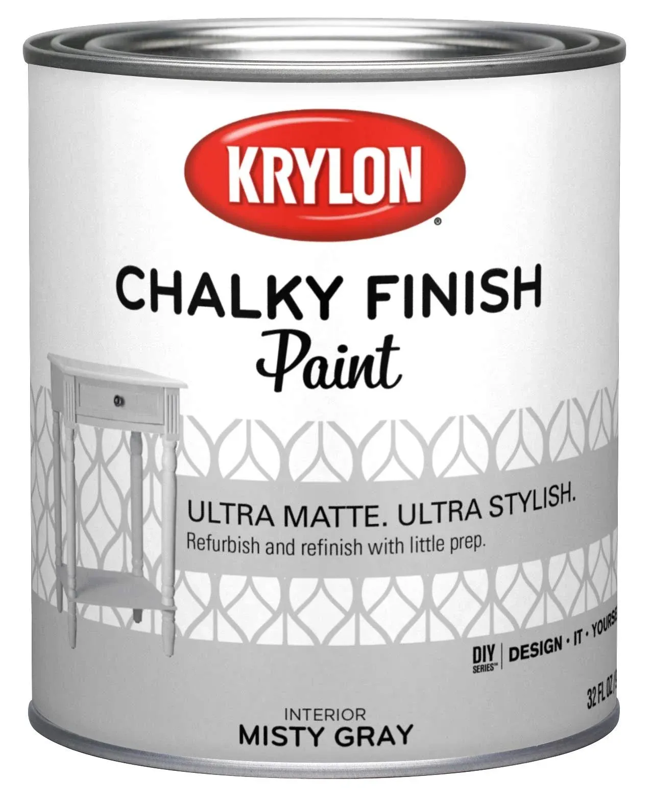 Krylon Water-Based Chalky Finish Paint - Misty Gray - 1 qt